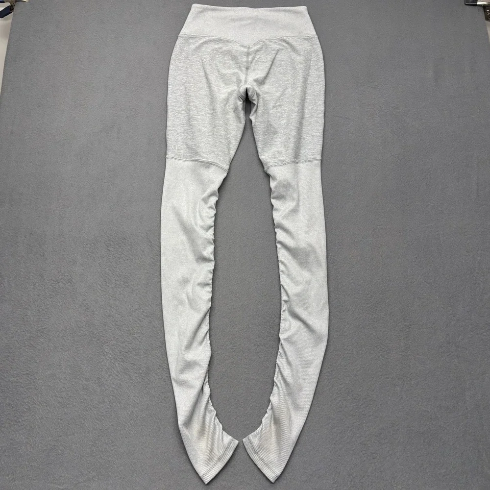 Alo Yoga Goddess Leggings Womens Size Small Heather Gray Ribbed Athleisure‎